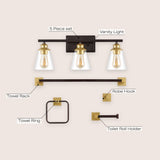 Teamson 22.88" 3-Light Vintage Classic Vanity Light with Bathroom Hardware Accessory Set