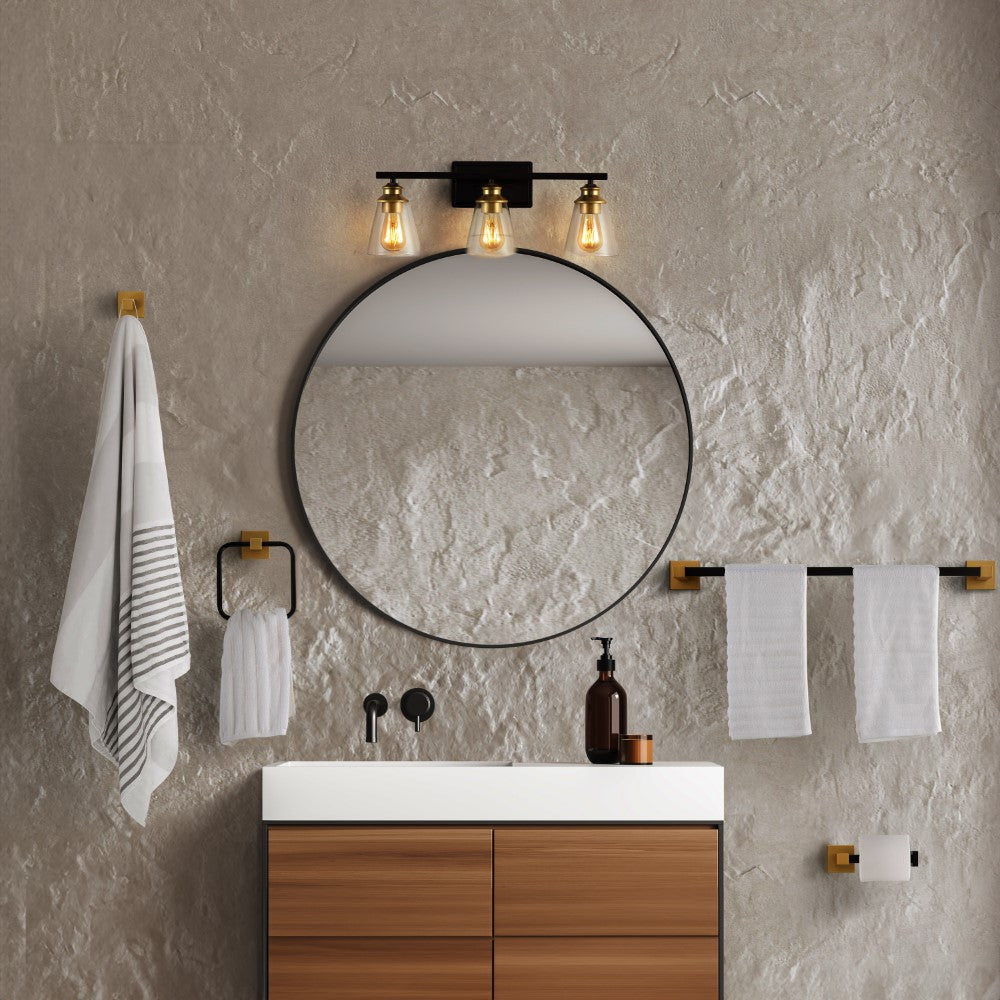 Teamson 22.88" 3-Light Vintage Classic Vanity Light with Bathroom Hardware Accessory Set