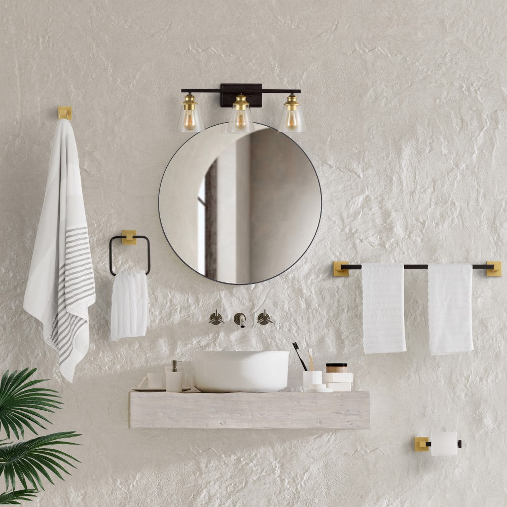 Teamson 22.88" 3-Light Vintage Classic Vanity Light with Bathroom Hardware Accessory Set