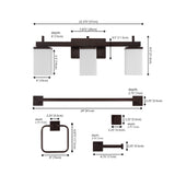 Atocif 22.38" 3-Light Modern Contemporary Vanity Light with Frosted Glass Shades and Bathroom Hardware Accessory Set