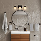 Atocif 22.38" 3-Light Modern Contemporary Vanity Light with Frosted Glass Shades and Bathroom Hardware Accessory Set