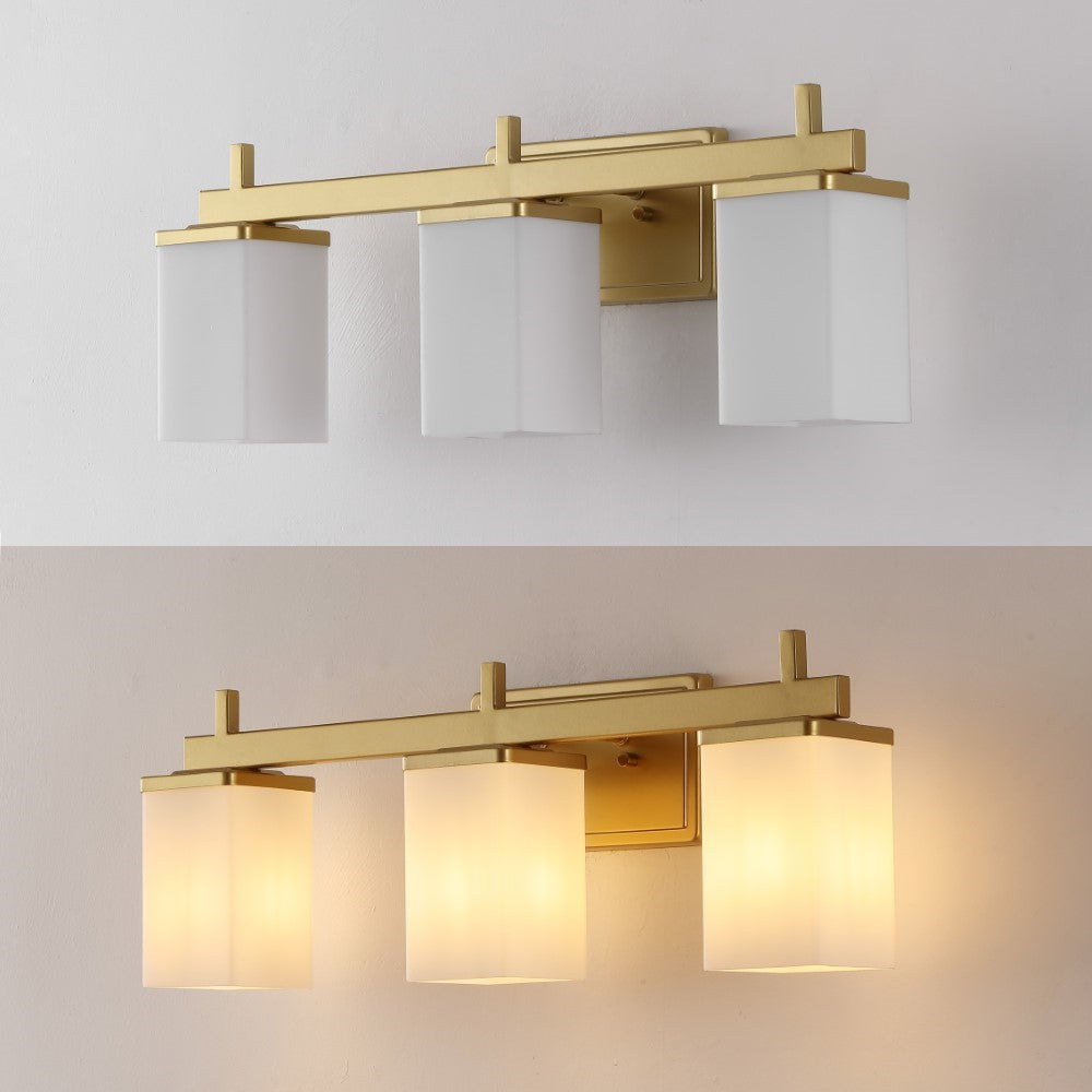 Atocif 22.38" 3-Light Modern Contemporary Vanity Light with Frosted Glass Shades and Bathroom Hardware Accessory Set