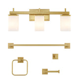 Atocif 22.38" 3-Light Modern Contemporary Vanity Light with Frosted Glass Shades and Bathroom Hardware Accessory Set