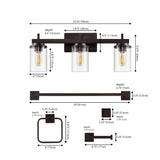 Liwuu 23.25" 3-Light Farmhouse Industrial Vanity Light with Bathroom Hardware Accessory Set