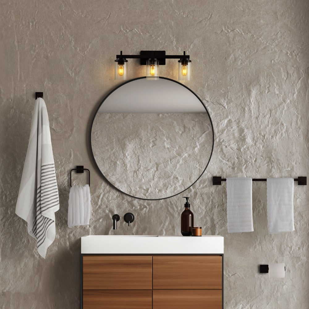 Liwuu 23.25" 3-Light Farmhouse Industrial Vanity Light with Bathroom Hardware Accessory Set