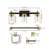 Liwuu 23.25" 3-Light Farmhouse Industrial Vanity Light with Bathroom Hardware Accessory Set