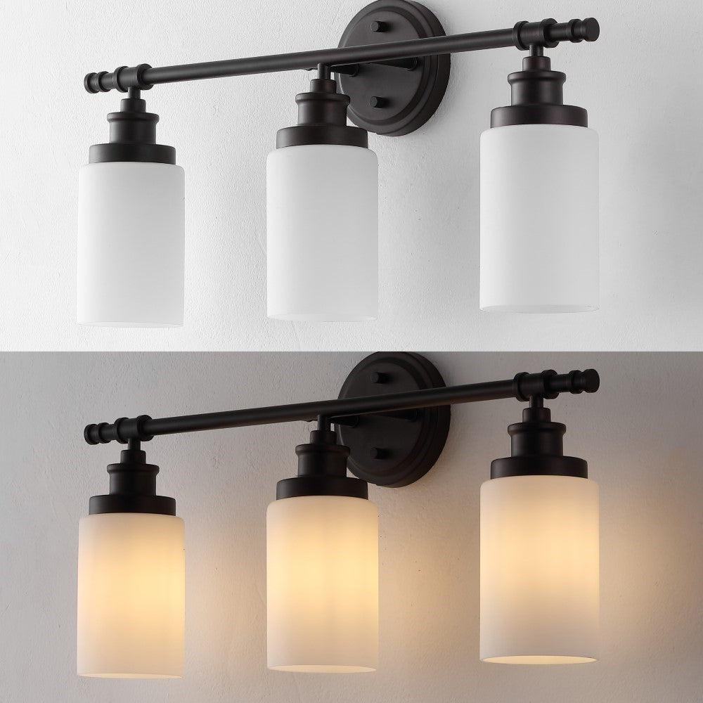 Eidonta 23.25" 3-Light Classic Cottage Vanity Light with Frosted Glass Shades and Bathroom Hardware Accessory Set