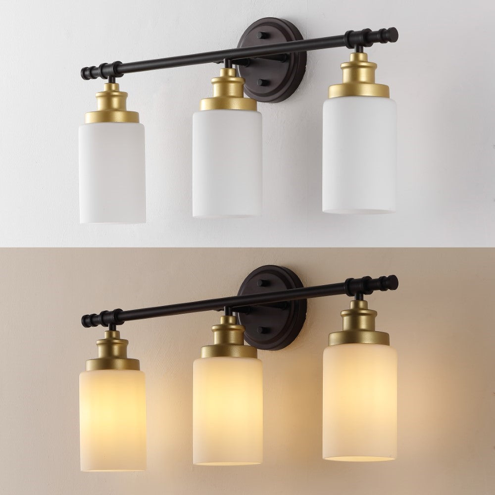 Eidonta 23.25" 3-Light Classic Cottage Vanity Light with Frosted Glass Shades and Bathroom Hardware Accessory Set