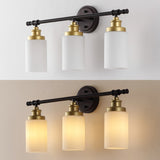 Eidonta 23.25" 3-Light Classic Cottage Vanity Light with Frosted Glass Shades and Bathroom Hardware Accessory Set