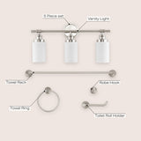 Eidonta 23.25" 3-Light Classic Cottage Vanity Light with Frosted Glass Shades and Bathroom Hardware Accessory Set
