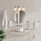 Eidonta 23.25" 3-Light Classic Cottage Vanity Light with Frosted Glass Shades and Bathroom Hardware Accessory Set