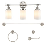 Eidonta 23.25" 3-Light Classic Cottage Vanity Light with Frosted Glass Shades and Bathroom Hardware Accessory Set