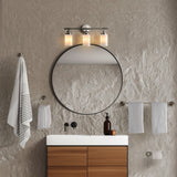 Eidonta 23.25" 3-Light Classic Cottage Vanity Light with Frosted Glass Shades and Bathroom Hardware Accessory Set