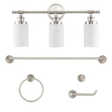Eidonta 23.25" 3-Light Classic Cottage Vanity Light with Frosted Glass Shades and Bathroom Hardware Accessory Set