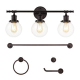 Gauge 24.5" 3-Light Farmhouse Classic Vanity Light with Bathroom Hardware Accessory Set