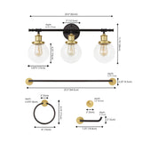 Gauge 24.5" 3-Light Farmhouse Classic Vanity Light with Bathroom Hardware Accessory Set
