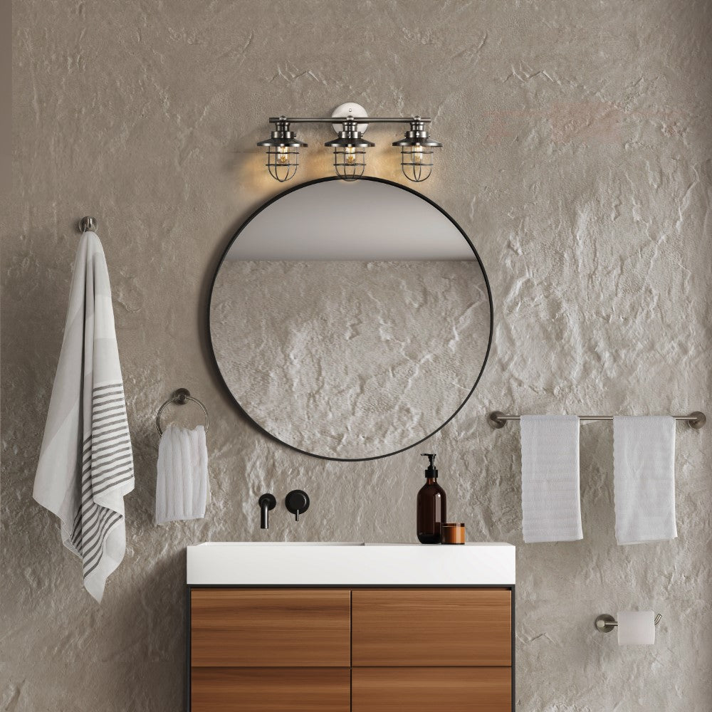 Clayton 26" 3-Light Farmhouse Cottage Vanity Light with Bathroom Hardware Accessory Set