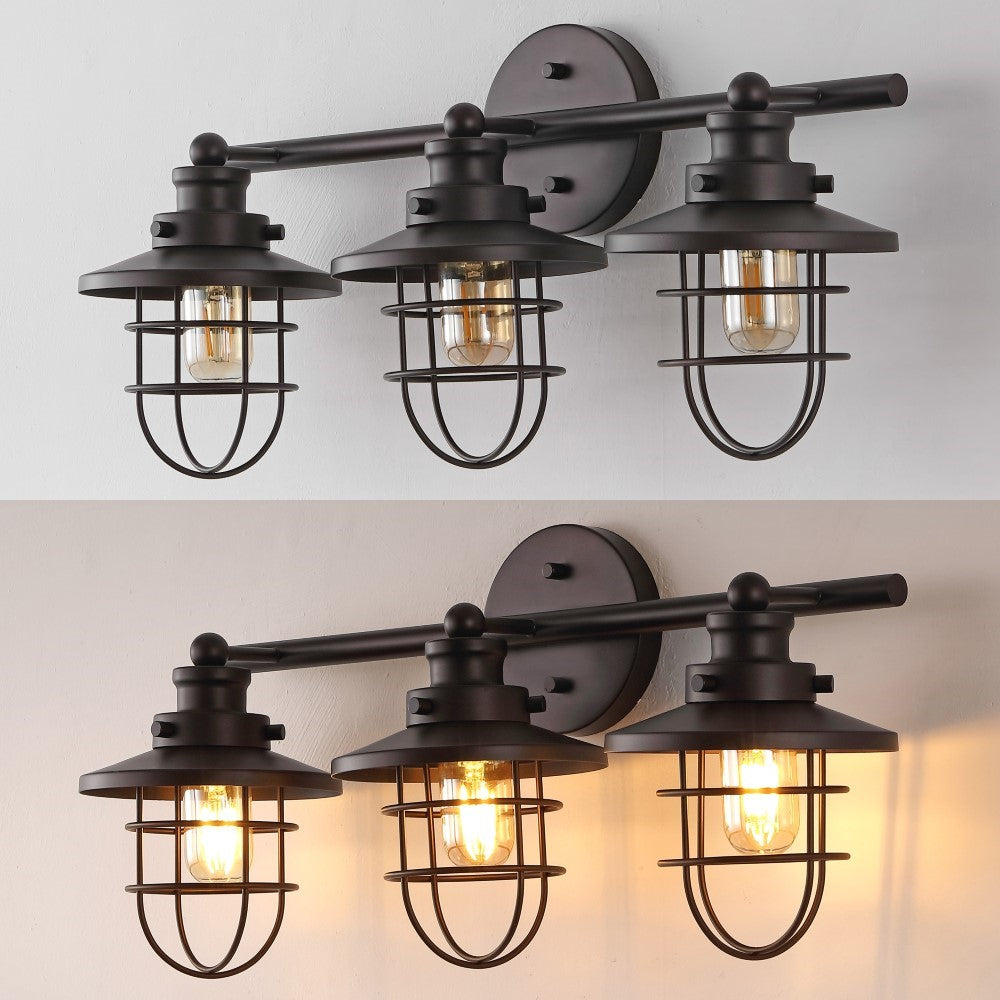 Veneto 24" 3-Light Industrial Farmhouse Vanity Light with Bathroom Hardware Accessory Set