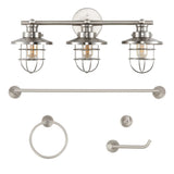 Veneto 24" 3-Light Industrial Farmhouse Vanity Light with Bathroom Hardware Accessory Set