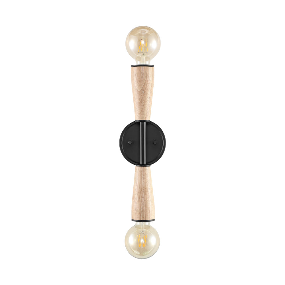 Katia 5.13" Modern Designer Iron/Wood Double Sided Hourglass LED Sconce