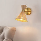 Eirene 10" 1-Light Mid-Century Vintage Retro Rattan/Metal LED Sconce with Adjustable Shade