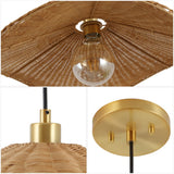 Spruce 24.5" Modern Coastal Organic Curve Rattan LED Pendant