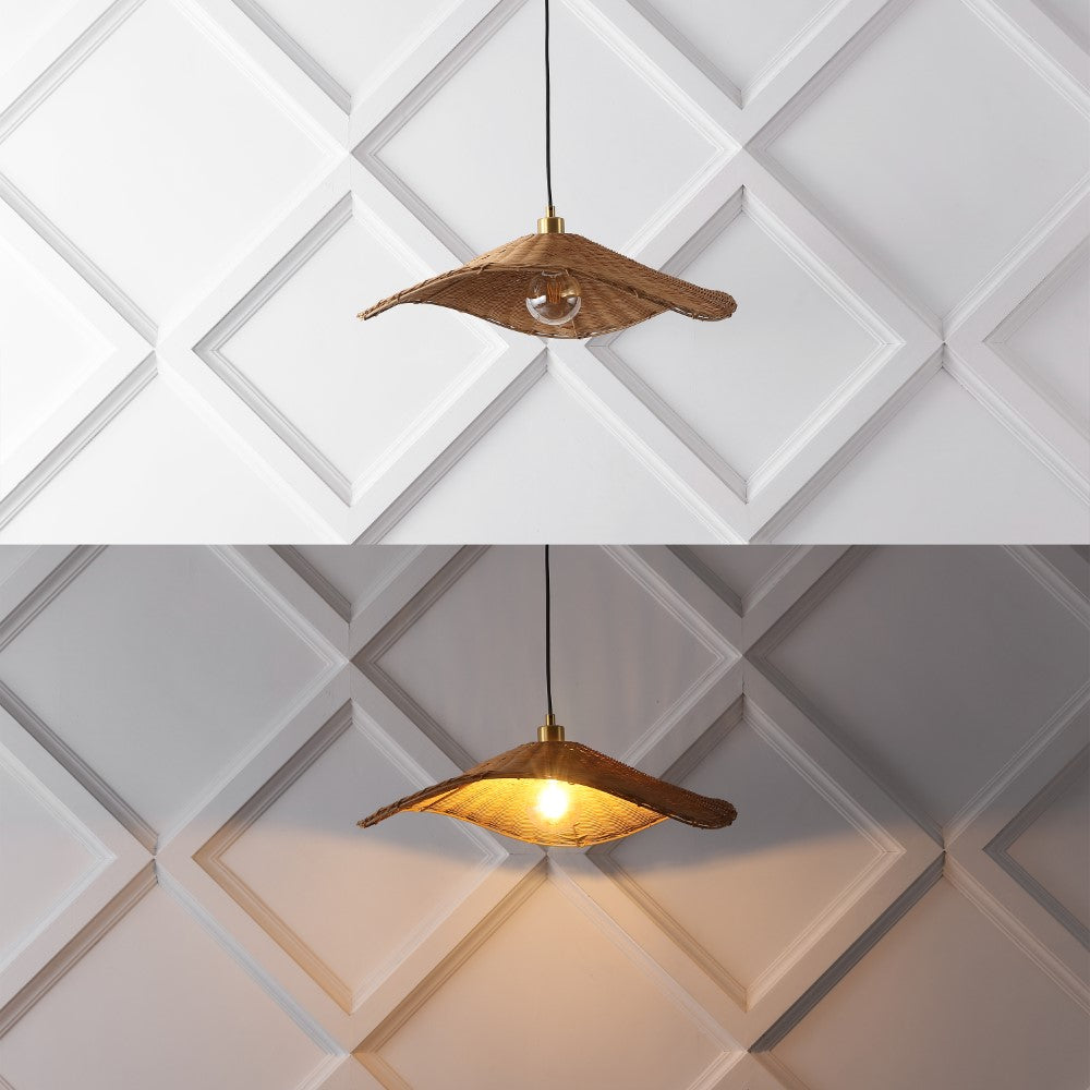 Spruce 24.5" Modern Coastal Organic Curve Rattan LED Pendant
