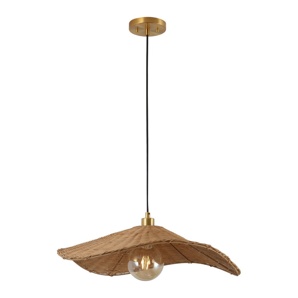 Spruce 24.5" Modern Coastal Organic Curve Rattan LED Pendant