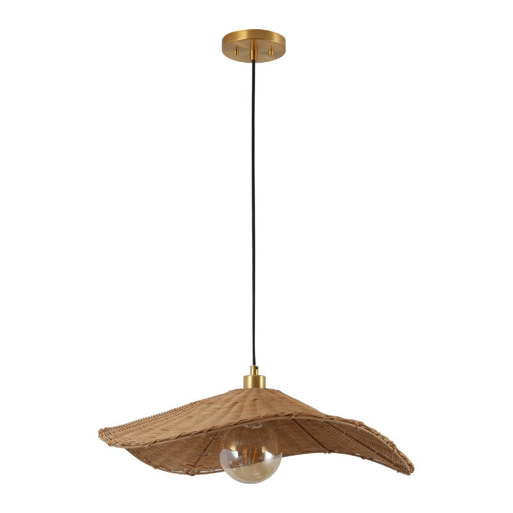 Spruce 24.5" Modern Coastal Organic Curve Rattan LED Pendant