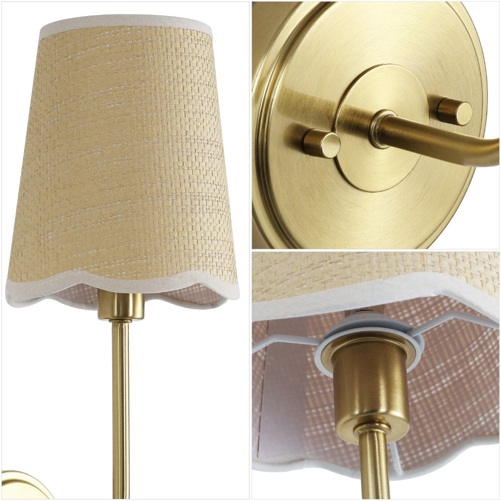 Aspen Traditional Coastal Scalloped Fabric Shade/Metal LED Vanity Light