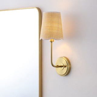 Aspen Traditional Coastal Scalloped Fabric Shade/Metal LED Vanity Light