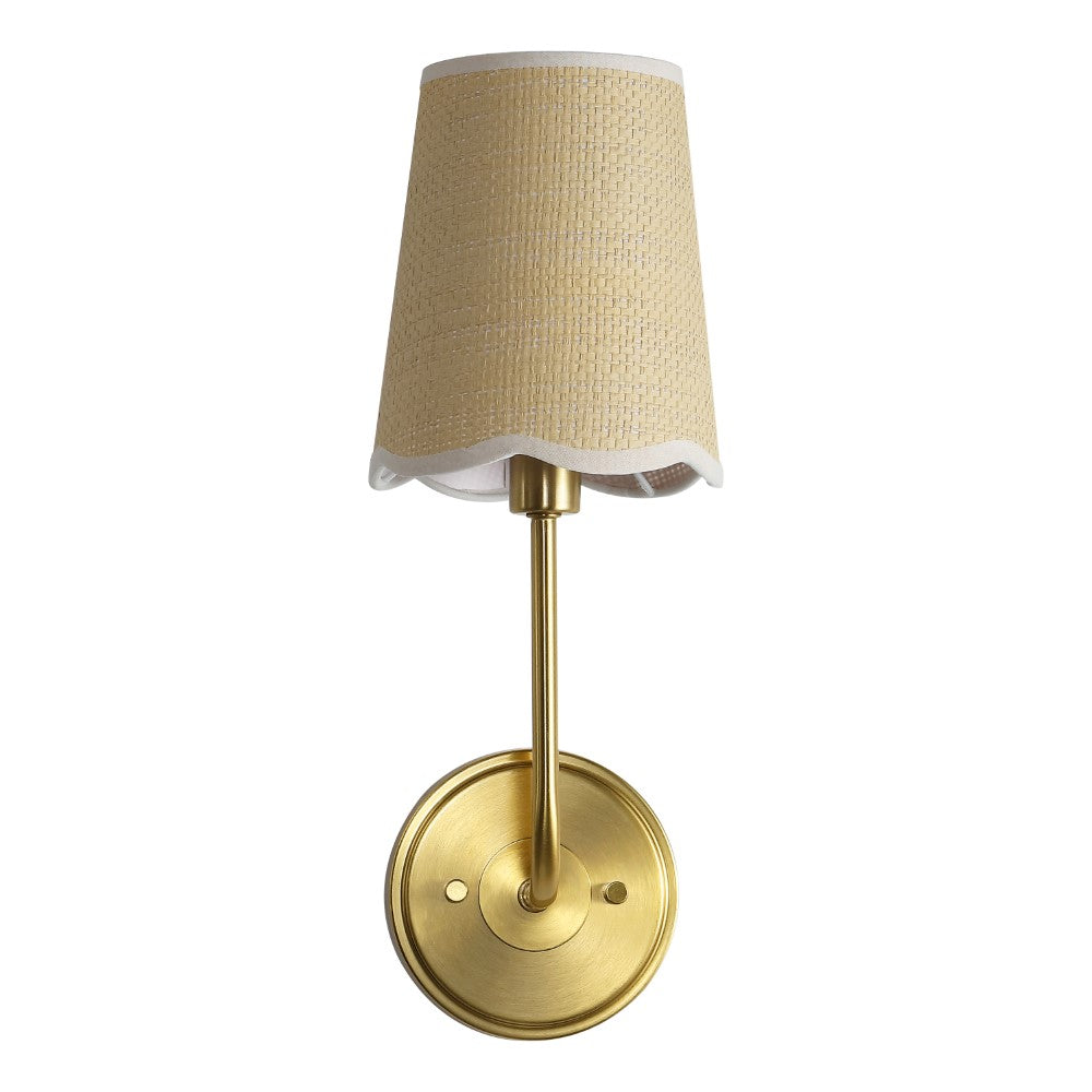 Aspen Traditional Coastal Scalloped Fabric Shade/Metal LED Vanity Light