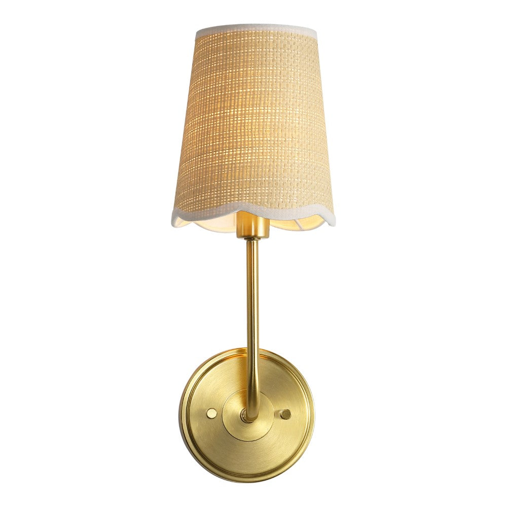 Aspen Traditional Coastal Scalloped Fabric Shade/Metal LED Vanity Light
