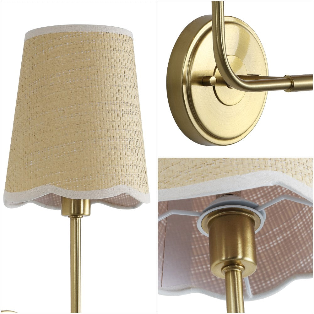Aspen Traditional Coastal Scalloped Fabric Shade/Metal LED Vanity Light