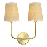 Aspen Traditional Coastal Scalloped Fabric Shade/Metal LED Vanity Light