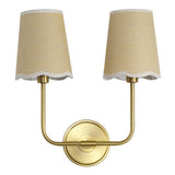 Aspen Traditional Coastal Scalloped Fabric Shade/Metal LED Vanity Light