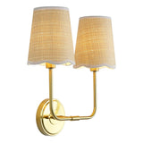Aspen Traditional Coastal Scalloped Fabric Shade/Metal LED Vanity Light