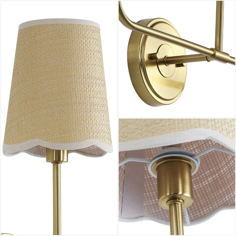 Aspen Traditional Coastal Scalloped Fabric Shade/Metal LED Vanity Light