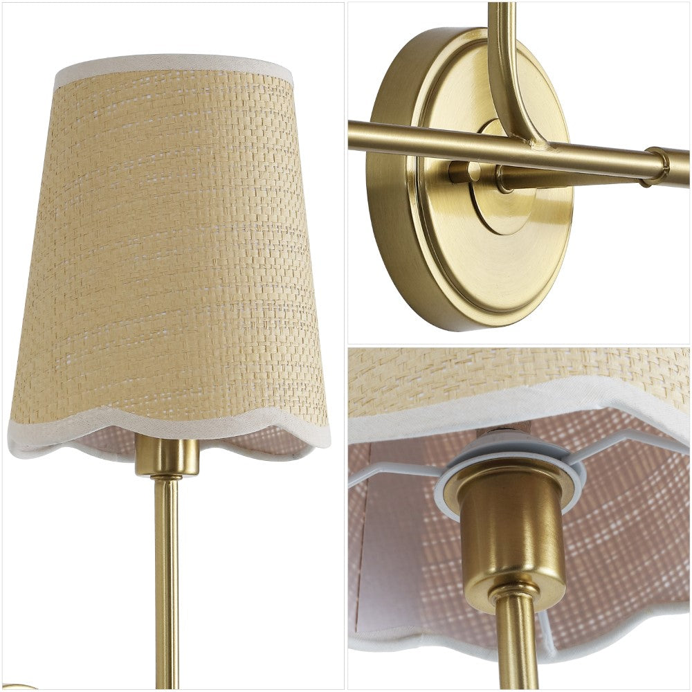 Aspen Traditional Coastal Scalloped Fabric Shade/Metal LED Vanity Light