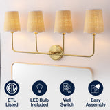 Aspen Traditional Coastal Scalloped Fabric Shade/Metal LED Vanity Light