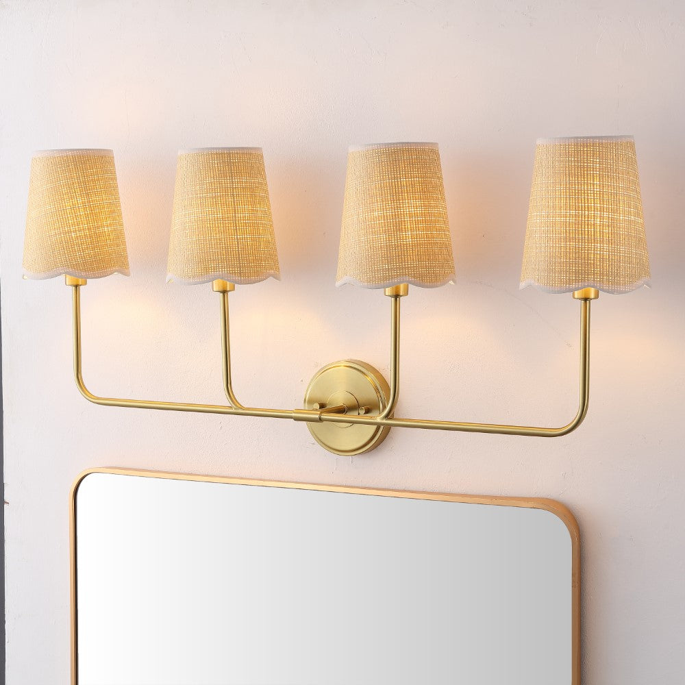 Aspen Traditional Coastal Scalloped Fabric Shade/Metal LED Vanity Light
