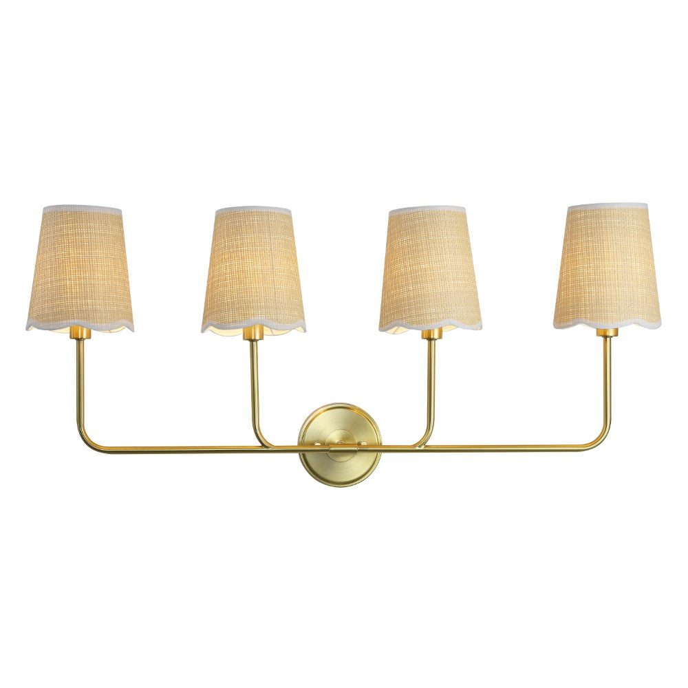 Aspen Traditional Coastal Scalloped Fabric Shade/Metal LED Vanity Light