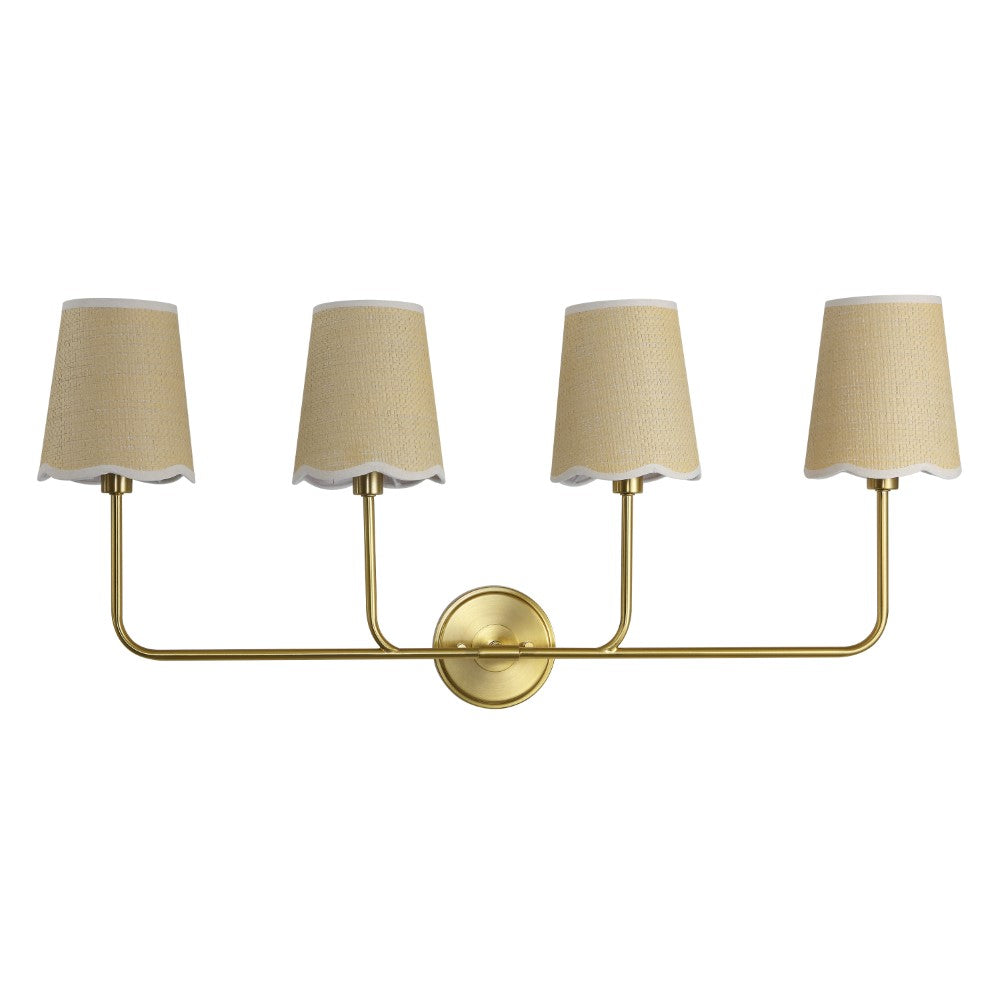 Aspen Traditional Coastal Scalloped Fabric Shade/Metal LED Vanity Light
