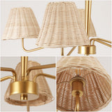 Sage 30" 5-Light Modern Coastal Sleek Woven Rattan/Iron LED Chandelier