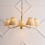 Sage 30" 5-Light Modern Coastal Sleek Woven Rattan/Iron LED Chandelier