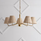 Sage 30" 5-Light Modern Coastal Sleek Woven Rattan/Iron LED Chandelier