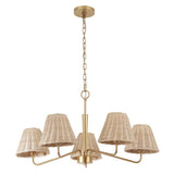 Sage 30" 5-Light Modern Coastal Sleek Woven Rattan/Iron LED Chandelier