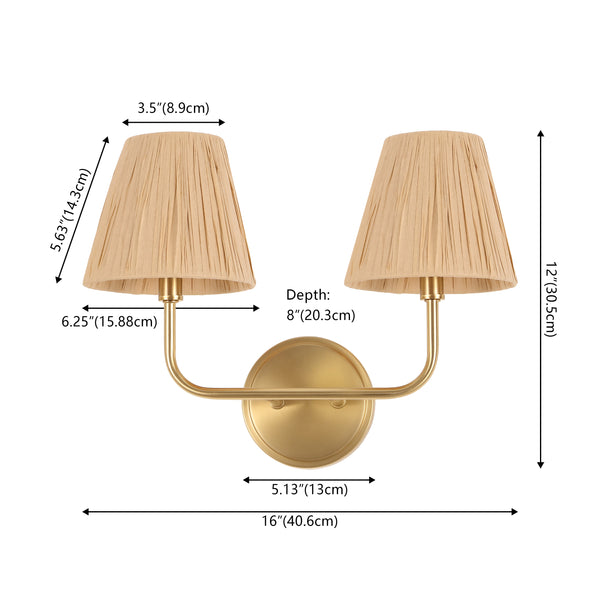 Dimension Image Beige/Brass Gold / 2 Sockets