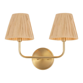 Malaya Bohemian Coastal Metal Pleated Paper Shade LED Vanity Light