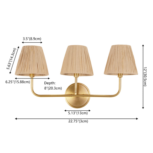 Dimension Image Beige/Brass Gold / 3 Sockets